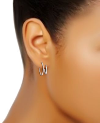 2-Pc. Set Faceted Texture Small Hoop Earrings in Sterling Silver, Macy's Exclusive