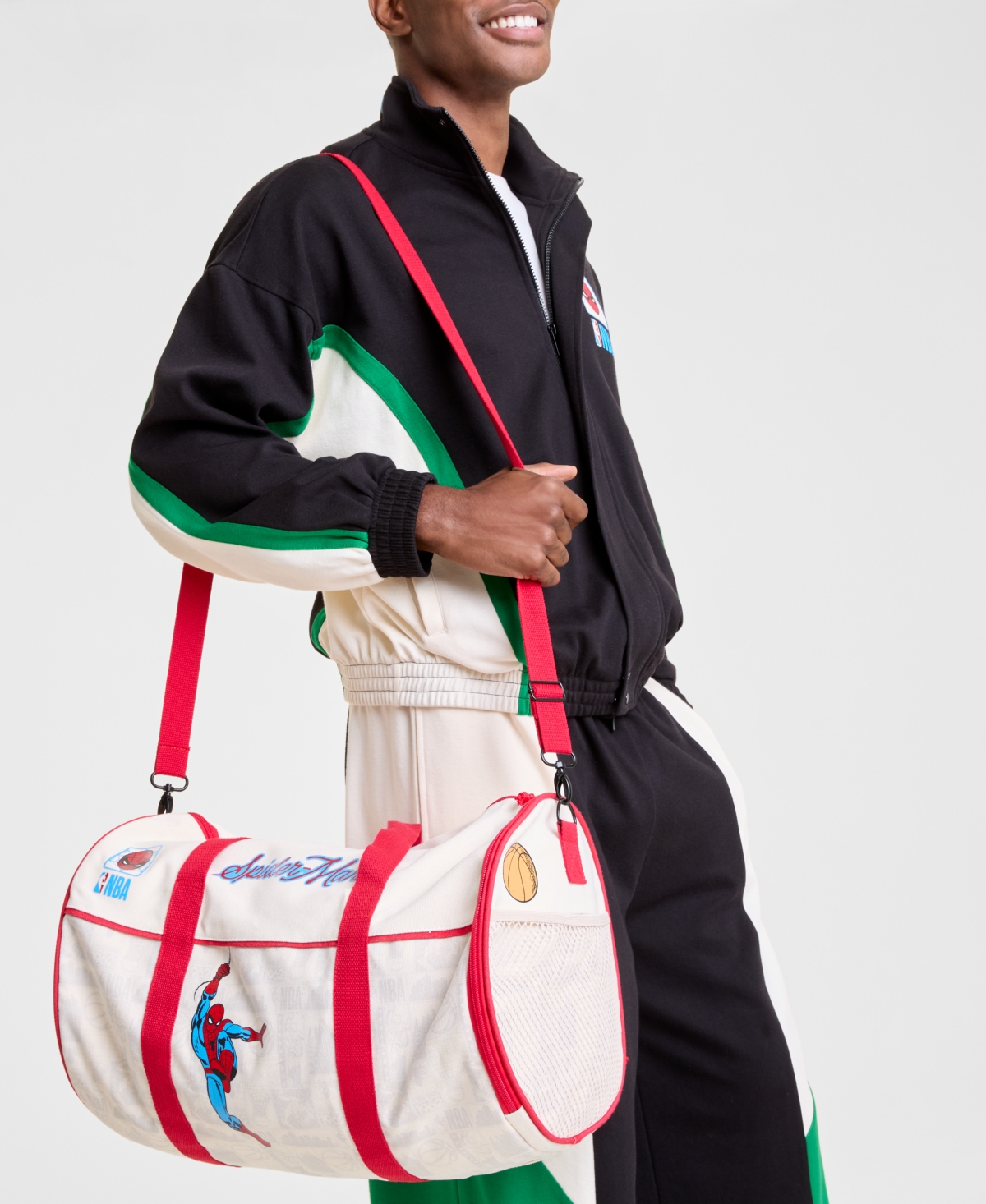 Macy's Marvel X Nba Spider-man Duffle Bag, Macy's Exclusive In Sand