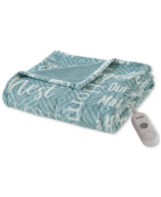 Heated Novelty Reversible Printed Electric Plush Throw, 50" x 60"