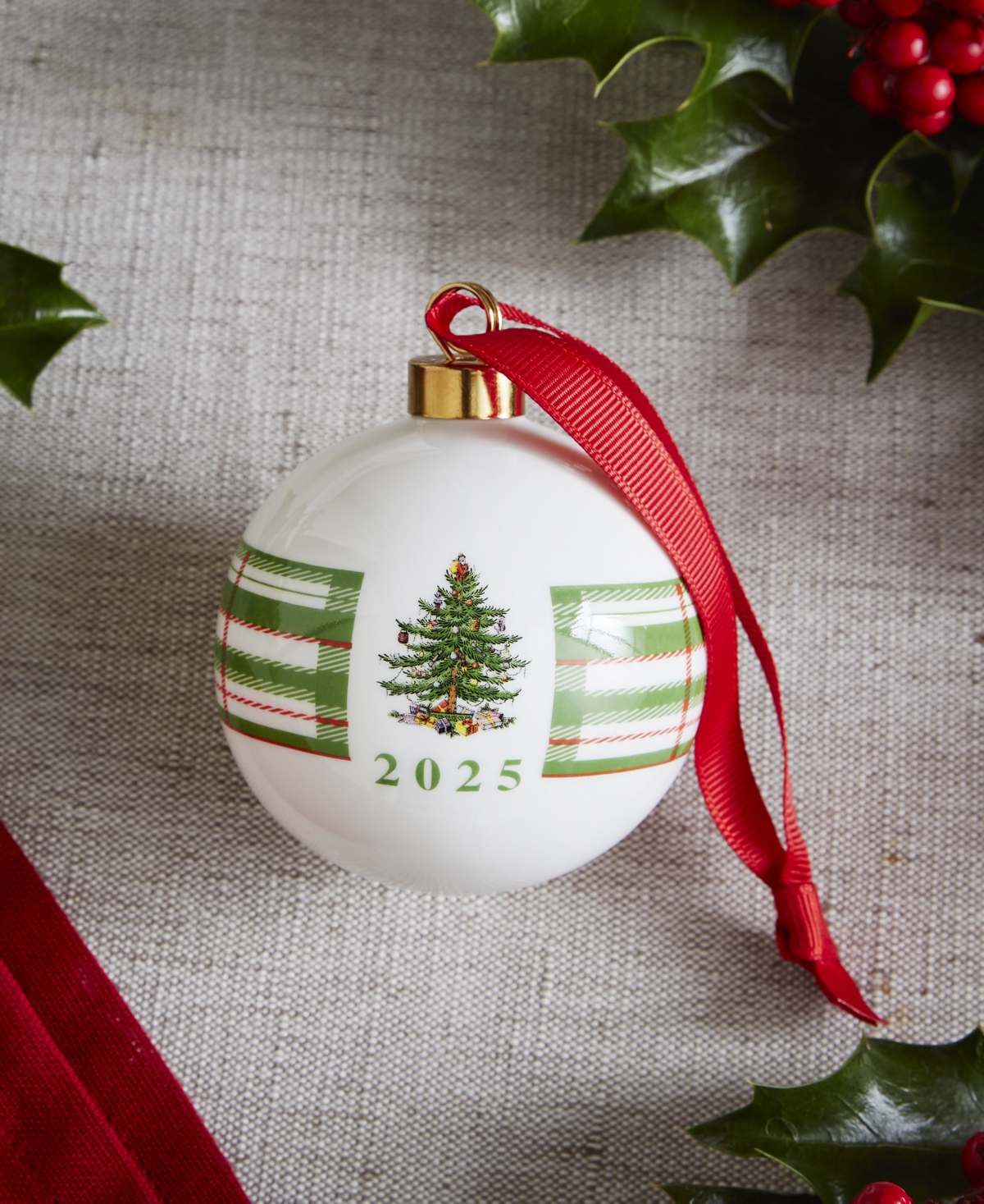 Spode Christmas Tree 2025 Annual Porcelain Ball Ornament In Multi