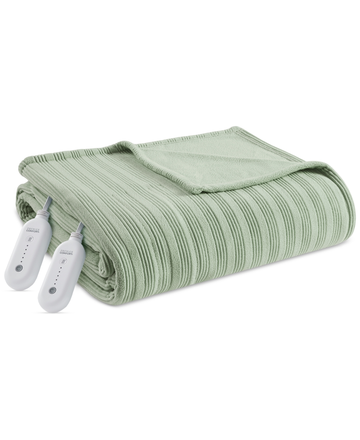Premier Comfort Heated Textured Fleece Blanket, King In Green