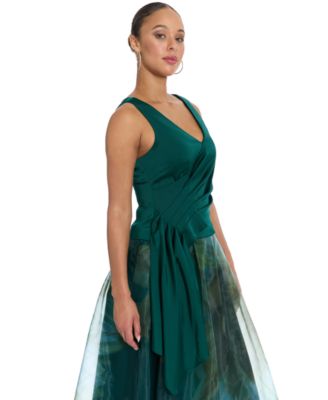 Women's&nbsp;Asymmetrical Pleated V-Neck Top