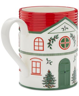 Christmas Tree Village Mug, Red