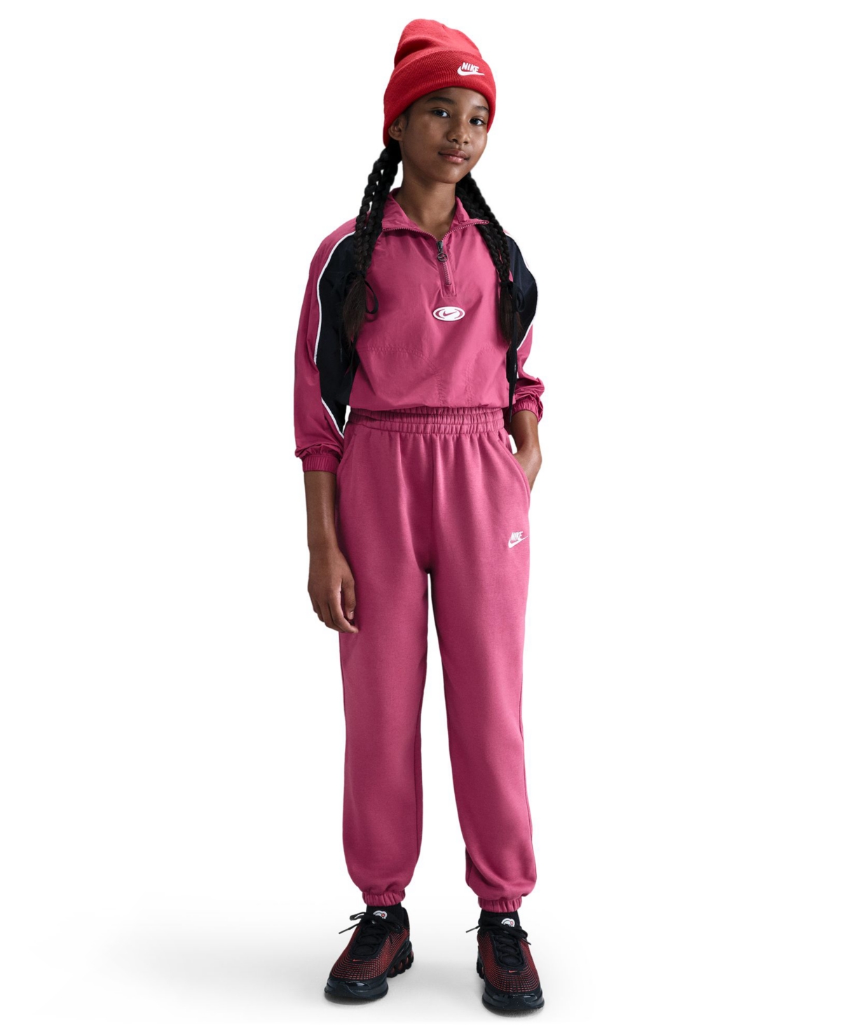 Nike Big Kids Sportswear Club Fleece Loose Logo Joggers In Red