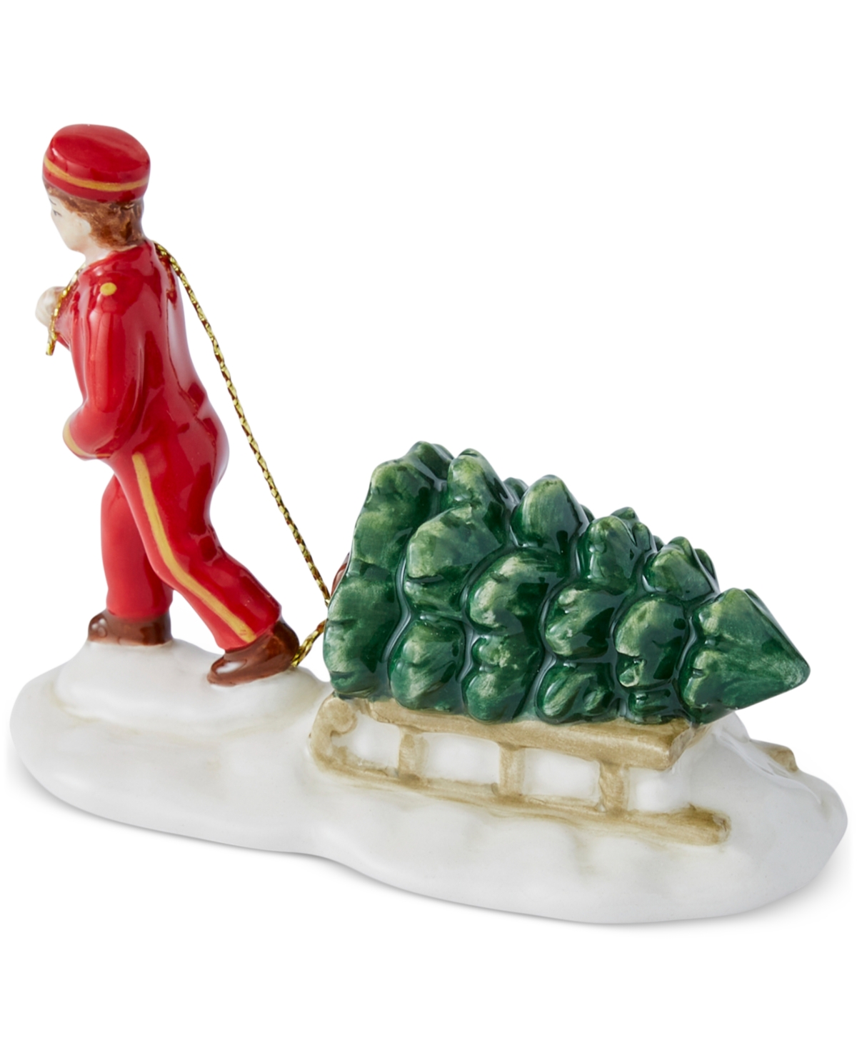 Spode Christmas Tree Figural Village Bell Hop Figurine In Multi