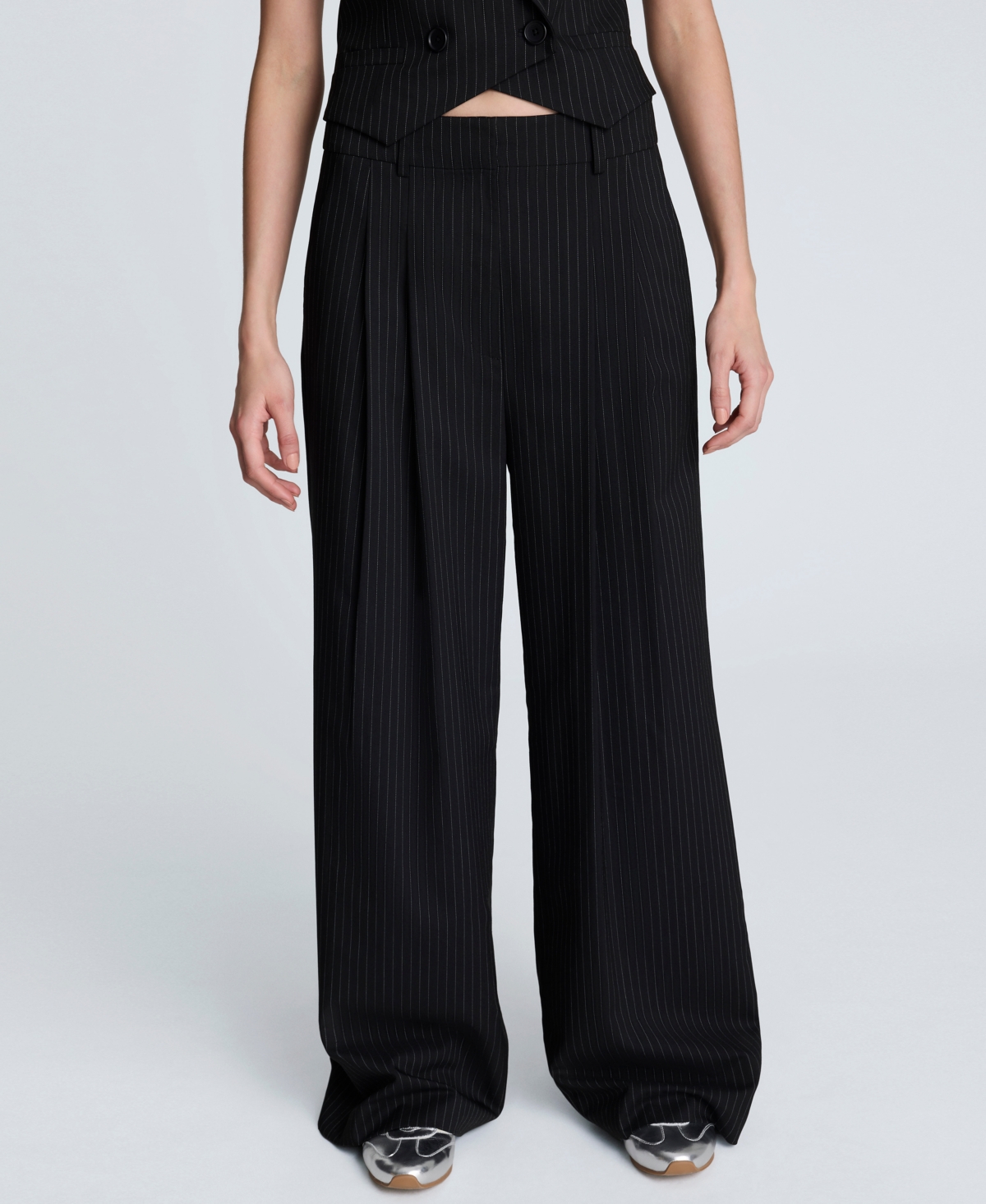 Kenneth Cole High Waist Pinstripe Wide Leg Pants