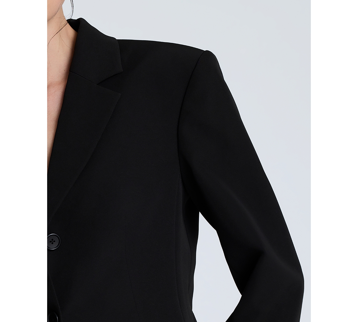 Kenneth Cole Luxe Twill Three Button Contoured Jacket In Black