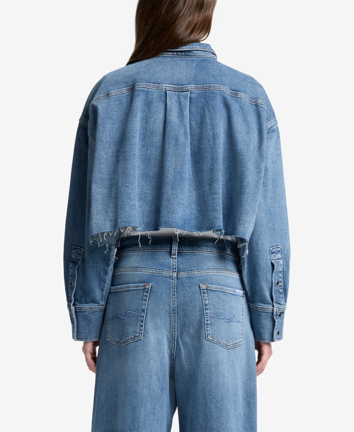 7 For All Mankind Cropped Denim Shirt Jacket