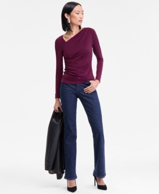 Women's Asymmetrical-Neck Long-Sleeve Top, Macy's Exclusive