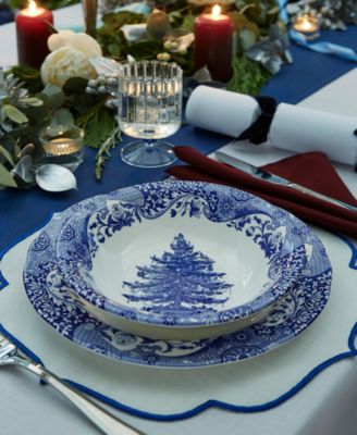 Blue Italian Christmas Cereal Bowls, Set of 4