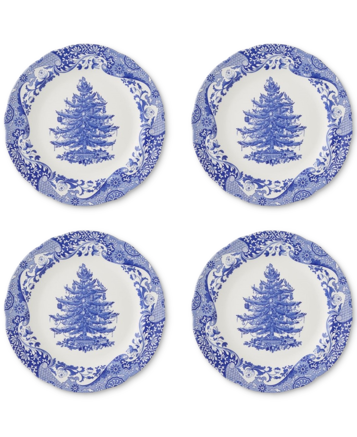 Spode Blue Italian Christmas Salad Plates, Set of 4