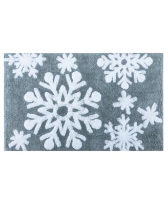 Holly Bells - Snowflakes Cotton Bath Rug, 20" x 32"