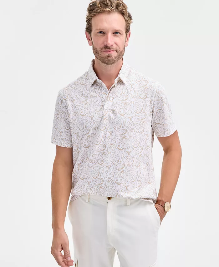 Men's Short Sleeve Paisley Pima Cotton Polo Shirt - thumbnail 4