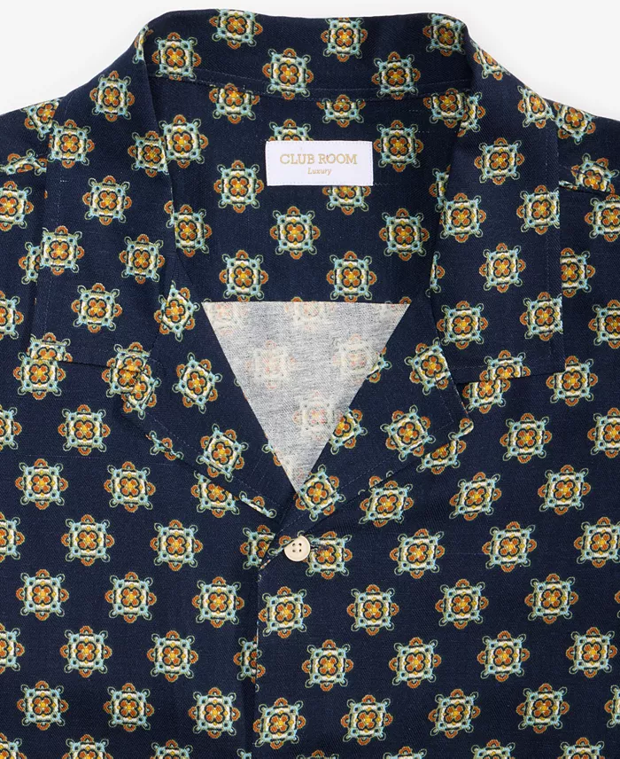 Men's Medallion-Print Camp Collar Short-Sleeve Shirt - thumbnail 2
