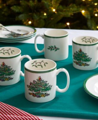 Christmas Tree Mugs, Set of 4
