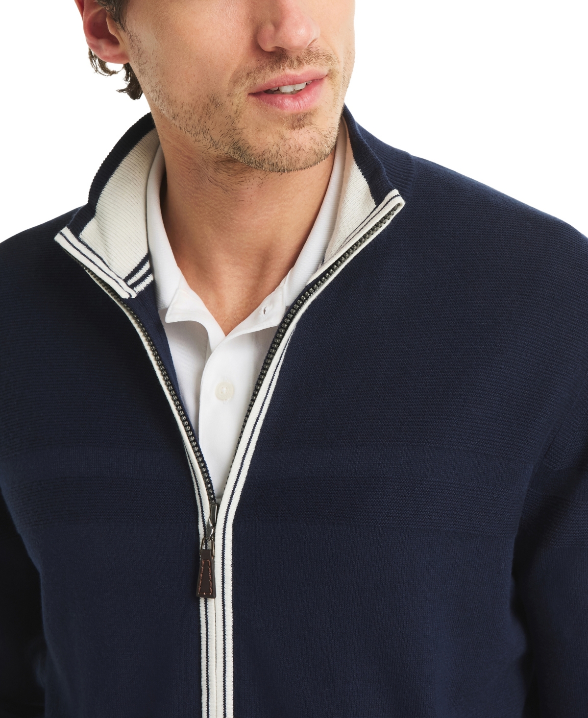 Nautica Mens Navtech Mock-neck Full-zip Sweater In Blue