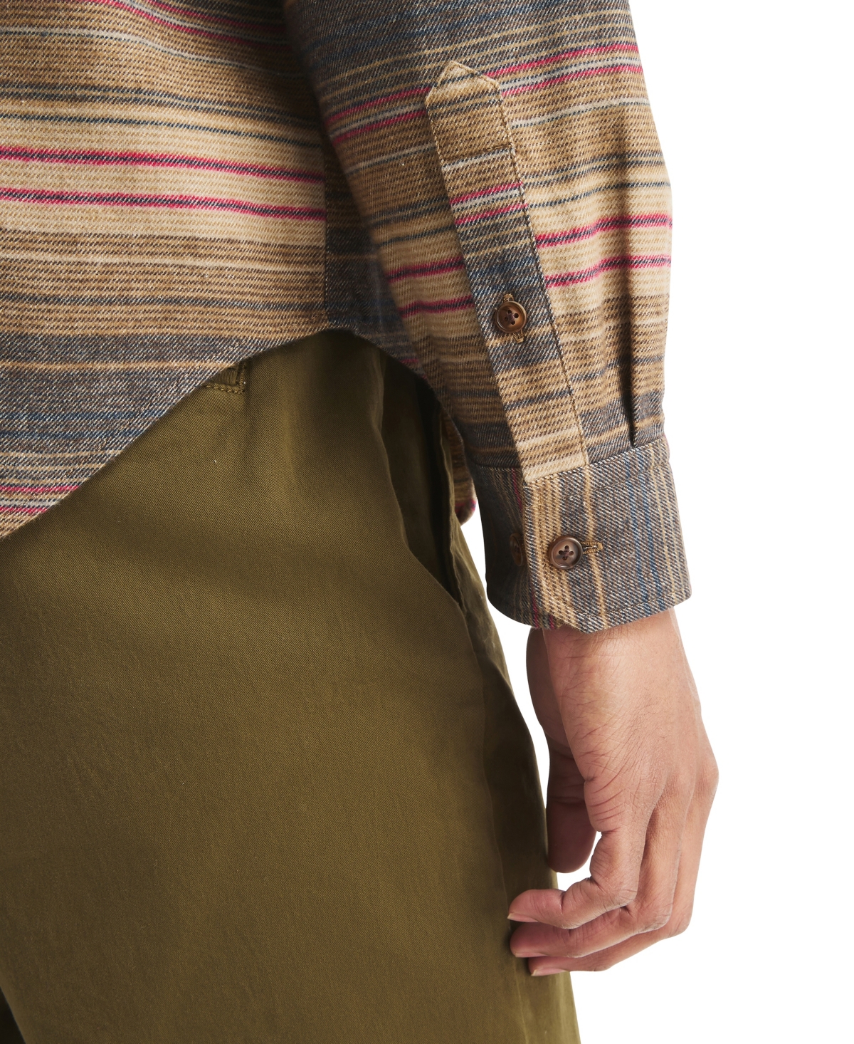 Nautica Mens Striped Flannel Shirt In Brown