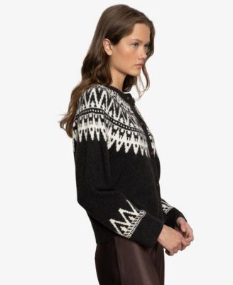 Women's Fairisle Crew Neck Cardigan Sweater