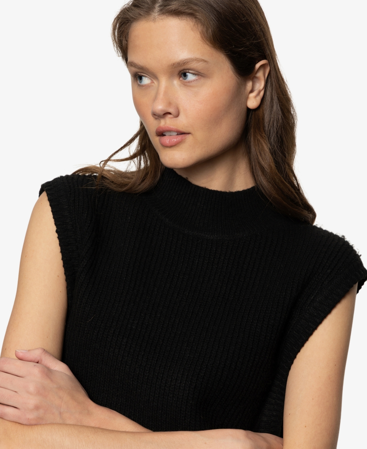 Sanctuary Women's City Side Slits Vest Sweater In Black