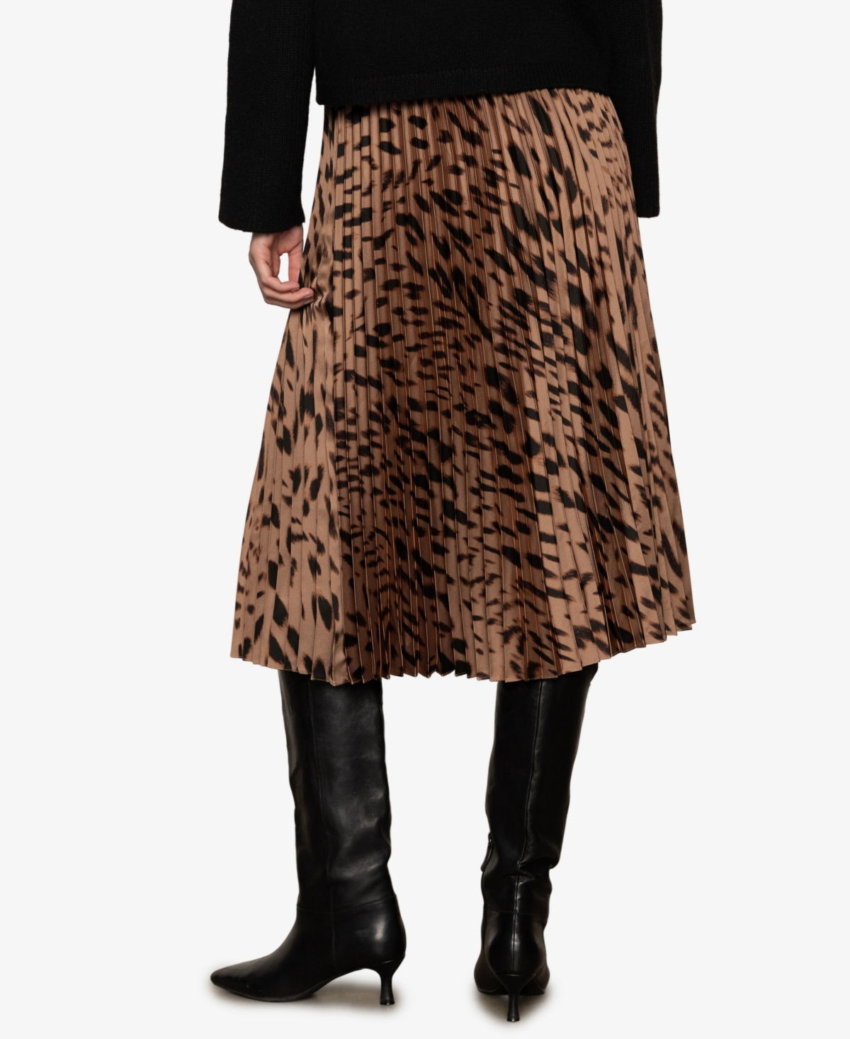 Sanctuary Nostalgia Abstract Leopard Print Pleated Skirt In Multi