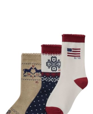 Little and Big Girls' Holiday Americana Socks, 3-Pack Set