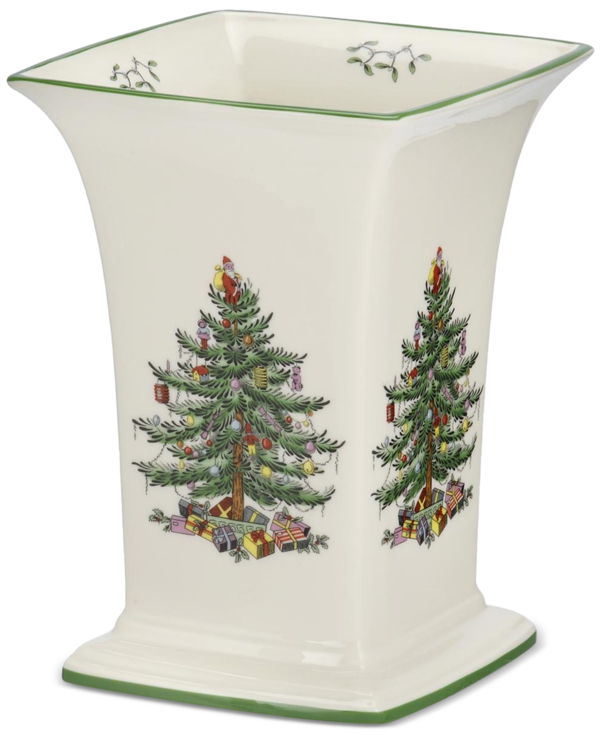Spode Christmas Tree Square Vase, 8" In Multi