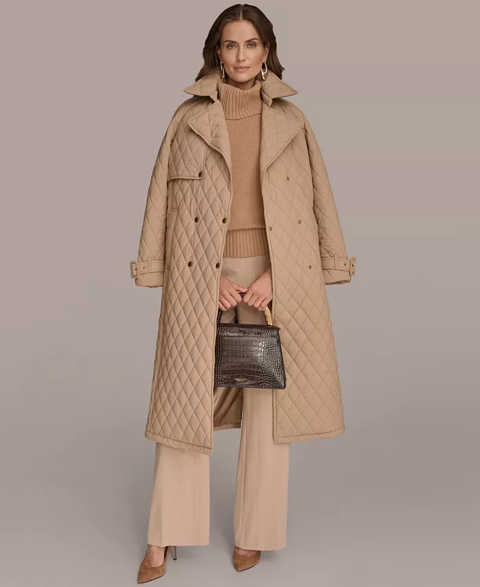 Women's Belted Maxi Quilted Coat - thumbnail 8