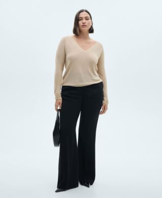 Women's V-Neck Lurex Sweater