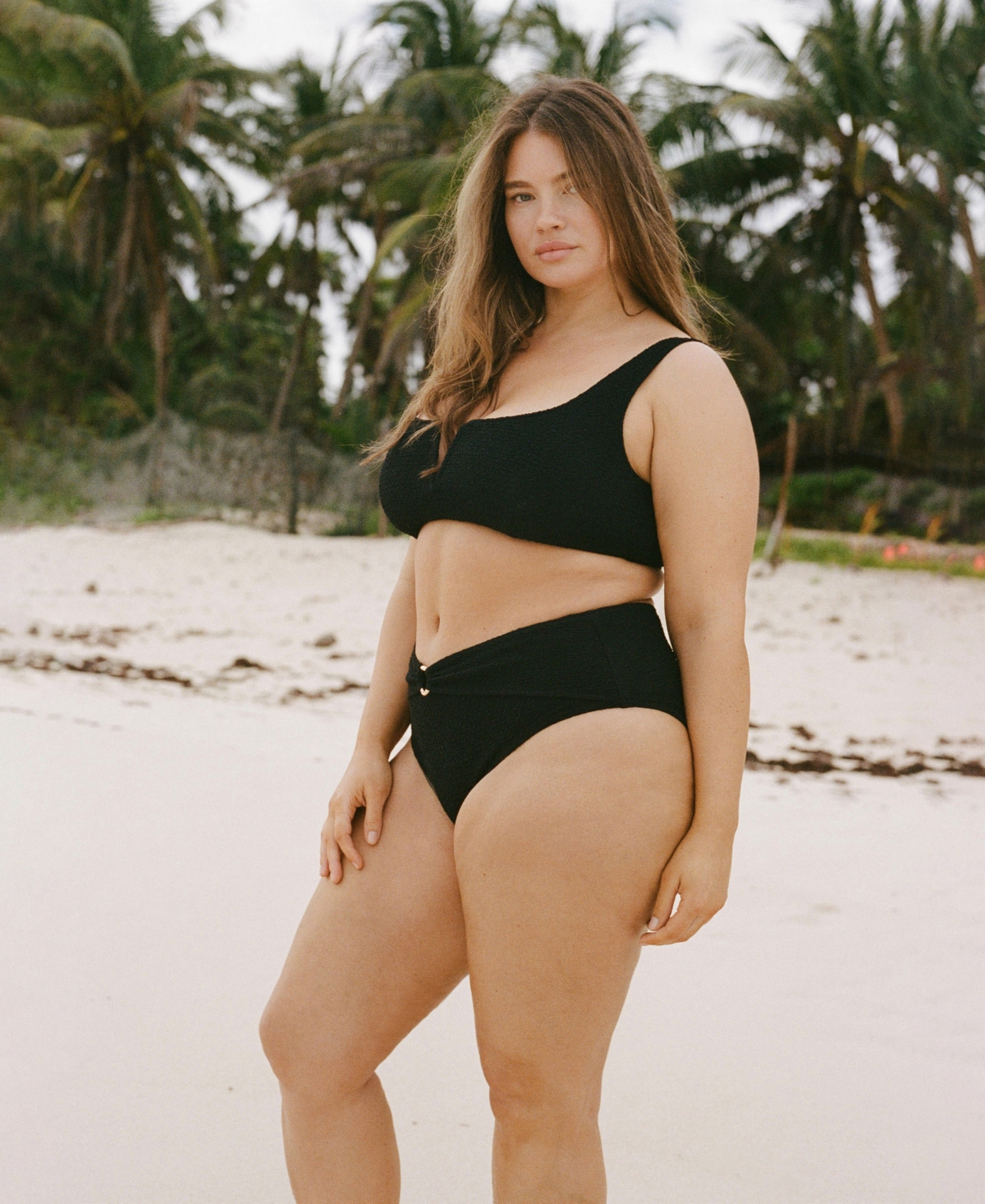 Mango Textured Bikini Bottoms In Black