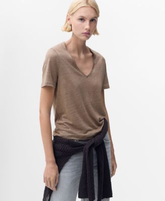 Women's V-Neck Linen T-Shirt