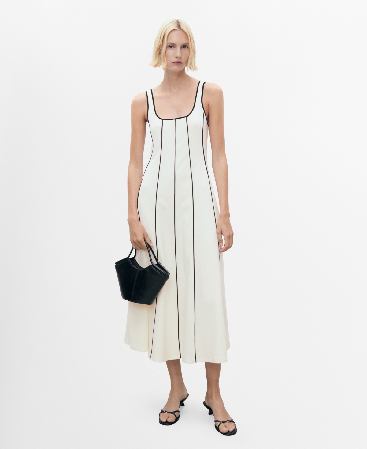 Mango Sleeveless Midi Dress In Neutral