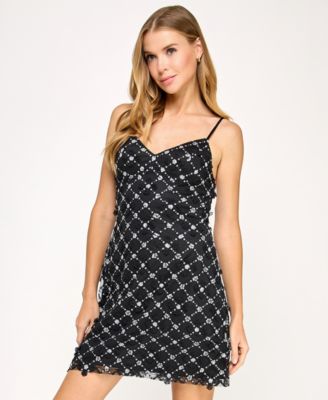 Juniors' Strappy A-Line Short Dress
