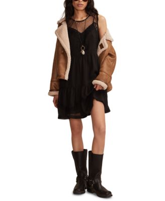 Women's Mesh Tiered Crewneck Mini Dress