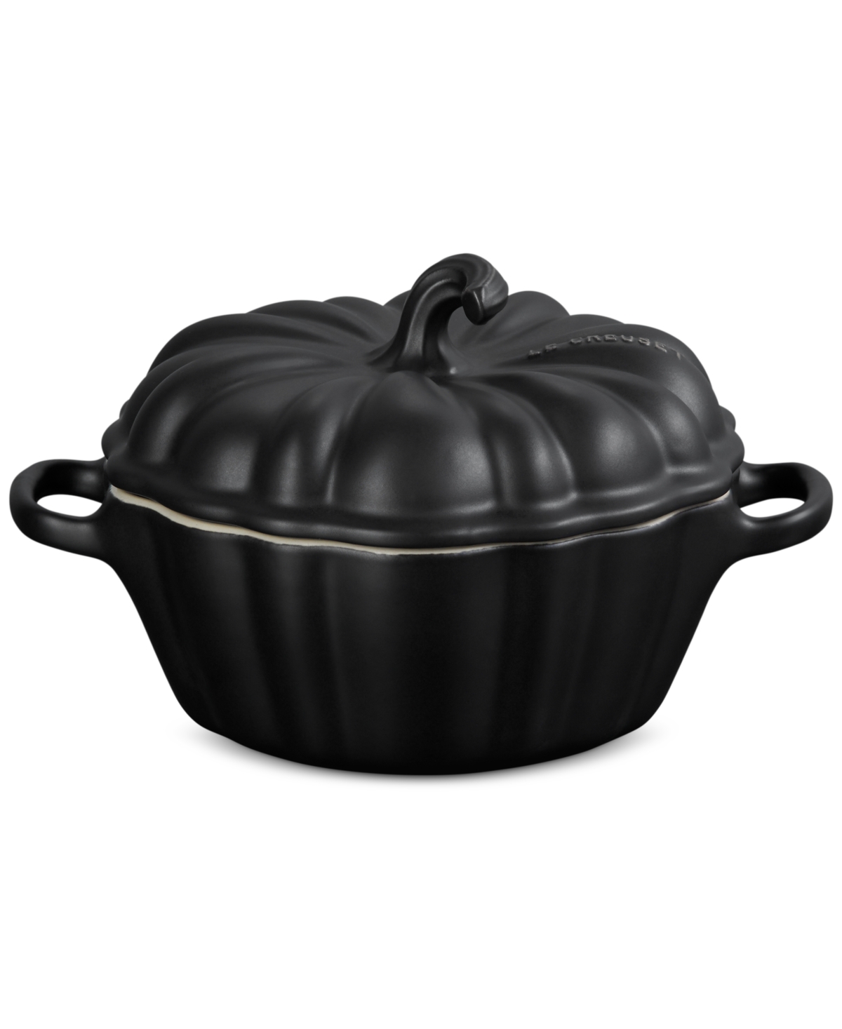 Le Creuset Stoneware Figural 12-oz. Pumpkin Petite Cocotte In Black