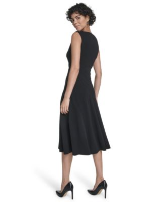Women's Seamed Boat Neck Midi Dress