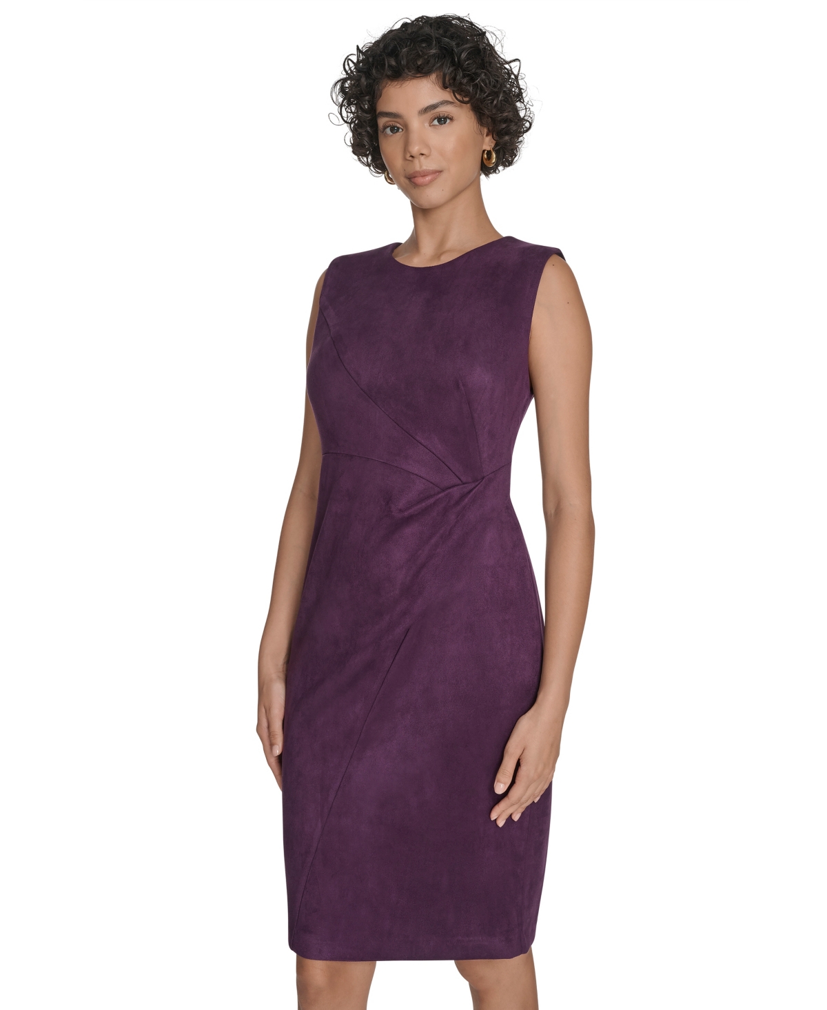 Calvin Klein Women's Side Ruched Midi Dress In Purple