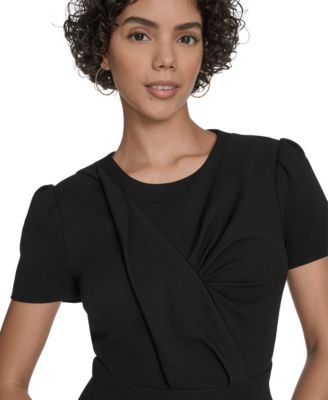 Women's Short Sleeve Ruched Midi Dress