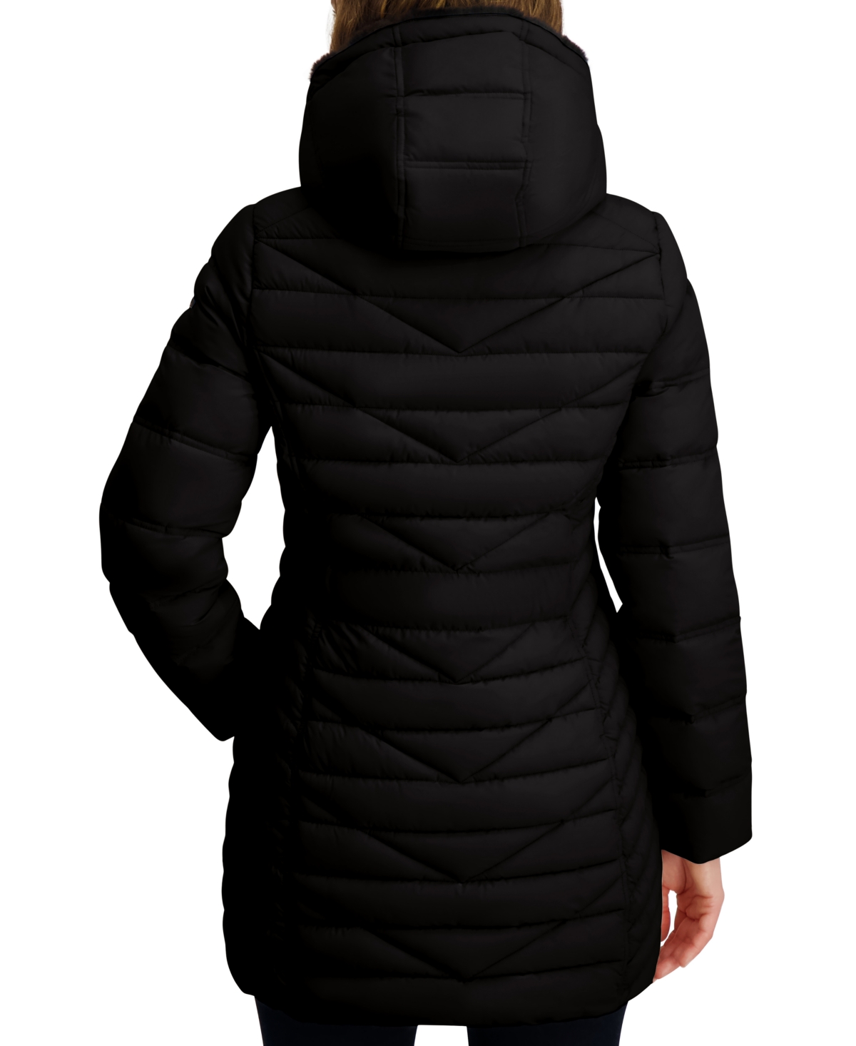 Nautica Women's Faux-fur-lined Hooded Puffer Coat In Black
