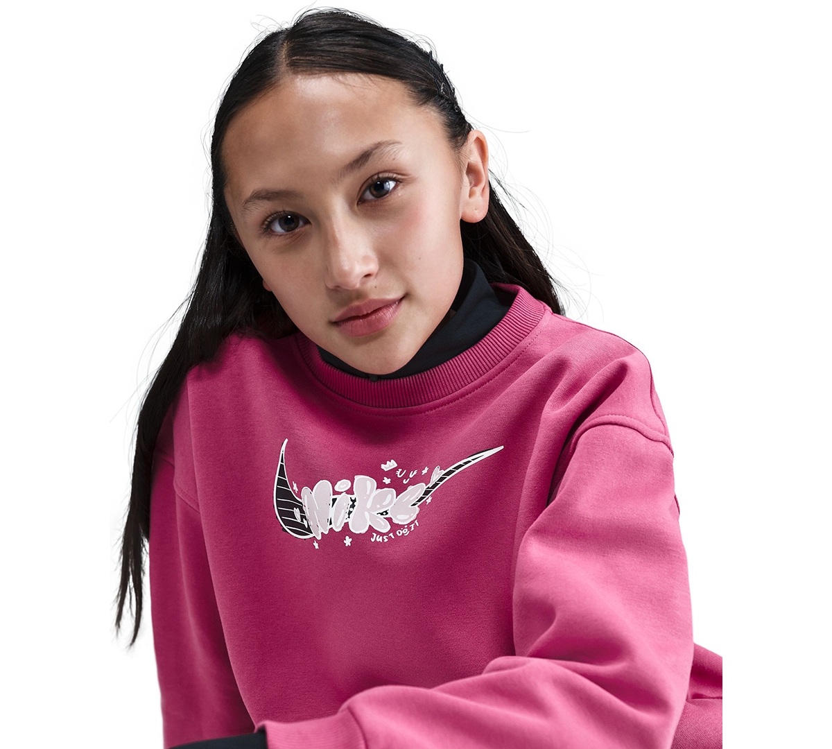 Nike Big Girls Sportswear Club Fleece Oversized Crewneck Sweatshirt