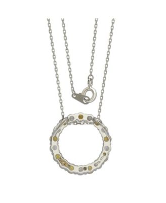 Suzy Levian Sterling Silver Sapphire & Created White Sapphire Alternating Circle Eternity Pendant Necklace