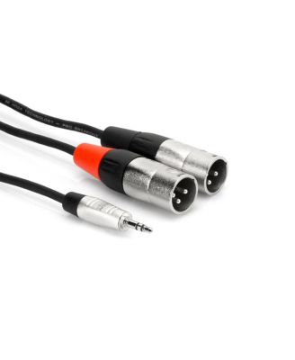 15' REAN 3.5mm TRS to Dual XLR3M 24 AWG Pro Stereo Breakout Cable