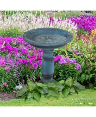 Outdoor Glass Fiber Reinforced Concrete Patio Garden Façade du Soleil Bird Bath - 26"