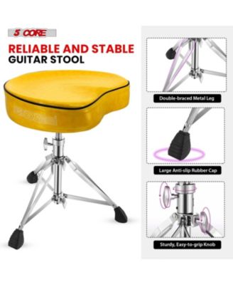 Drum Throne 4" Padded Guitar Stool Drummer Chair Adjustable Musician Seat - DS CH YLW SDL HD