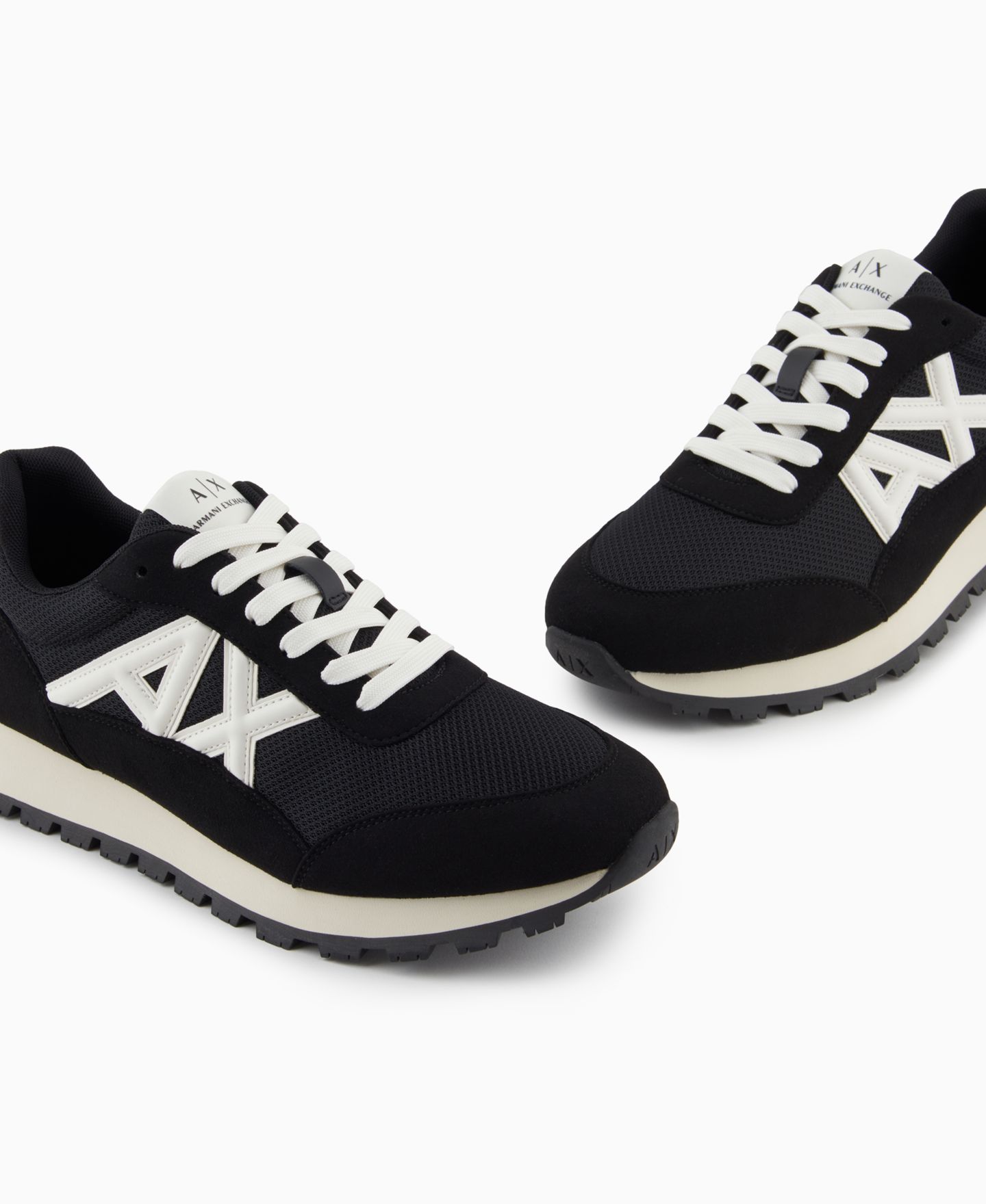 Мужские кроссовки A|X Armani Exchange Drop Logo Mesh, цвет: Чёрный / Молочный белый — фото 2