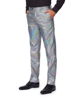 Men's Silver Suit - New Years And Christmas Party Costume - Metallic Shiny Silver - Includes Blazer, Pants and Tie