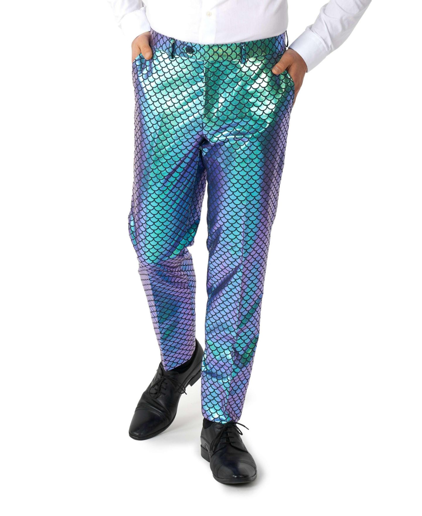 Мужские брюки OppoSuits Silver Suit - New Years And Christmas Party Costume - Metallic Shiny Silver - Includes Blazer, Pants and Tie, цвет: Синий — фото 4