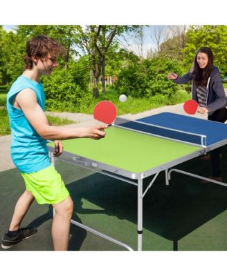 47" x 30" Mini Table Tennis Table with Adjustable Height for Indoor Outdoor