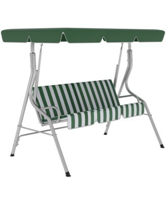3-Person Porch Swing with Adjustable Canopy, & Stripe