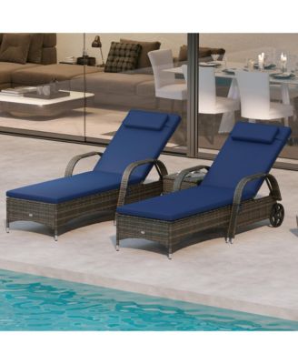 Pool Furniture, 2 Lounge Chairs & Table, Wheels