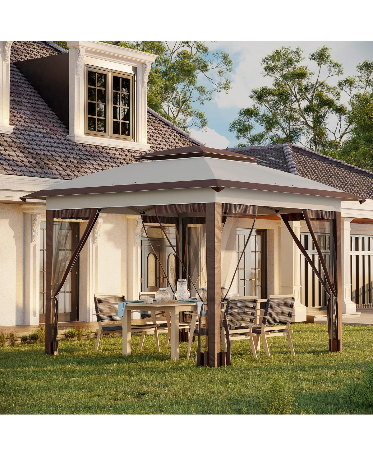 Outsunny 12' x Outdoor Pop-Up Tent Canopy W/ Mesh Sidewalls and Bag,